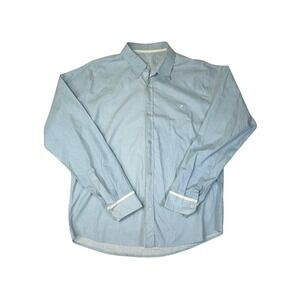 PACELLE CRIS Light Blue Geometric Print Button Down Long Sleeve Shirt Mens GG